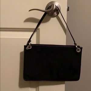 Flat zip top DKNY black clutch bag